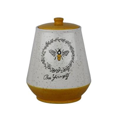 China Sustainable Creative Ceramic Autumn Harvest Canister Decal Ceramic Bee Home Decoration for sale