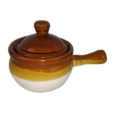 China Europe Hot Selling Ceramic Stoneware Onion Soup Jugs Handmade Glazed Bowls, Cheese Bowl, Cooking Pot With Handle for sale