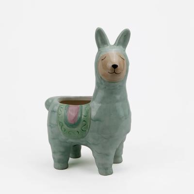 China Eco Friendly Faux Ceramic Succulent Planter Llama Home Decor for sale