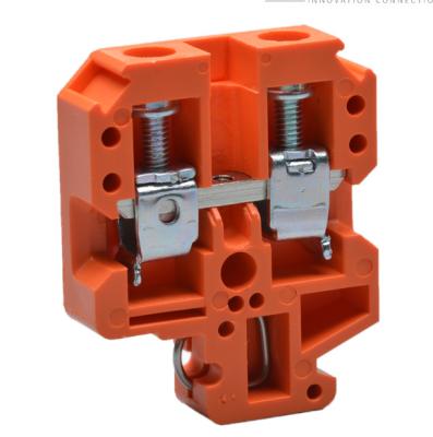 China Orange Wire Din Rail Terminal Blocks Screw Type Using NS32/16 Din Rail for sale