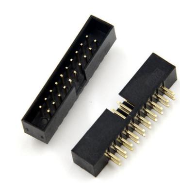 China 2.54mm Shrouded Box Header IDC Socket Connector 2X10PIN  Black With Golden Or Sliver Pins for sale