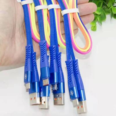 China Super Fast Charging 1m 2.4a Rainbow Braided Fast Charging Data Cable is suitable for Micro, Type-C, IOS cellphones. for sale