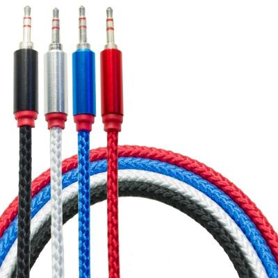 China Woven public audio cable aux. 2M Car Mobile Phone Headset Audio Cable 3.5 Core Copper Car Audio Cable for sale