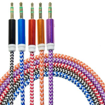 China 3.5mm To 3.5mm Male Car W-pattern Braided Audio Cable To Male Nylon Braided Cable Mobile Phone Recording Audio Cable for sale