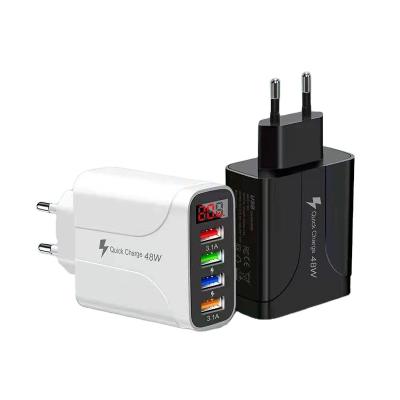 China Conveient 48W 4USB safe charger with display is used for IOS type-c micro phones for sale