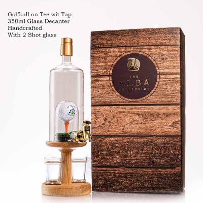 China Novelty Private Label Fashion Brand Shot Glass Convenient Golf Ball On Tee Hammered Chalice Retirement Decanter for sale