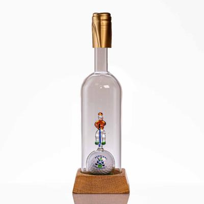 China New Arrival China Factory Fashion Design Convenient Bar Cart Golfer in Bottle Brandy Pressed Bottle Home Bar Decanter for sale