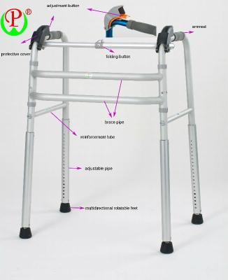 China Aluminum elderly care products one button folding rollator walker folding walker PW800-212 for sale