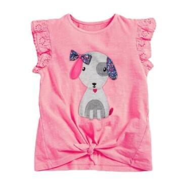 China 2020 hot sale kids breathable plain sleeveless prting t-shirts wholesale cheap summer babies ruffle tops for kids for sale