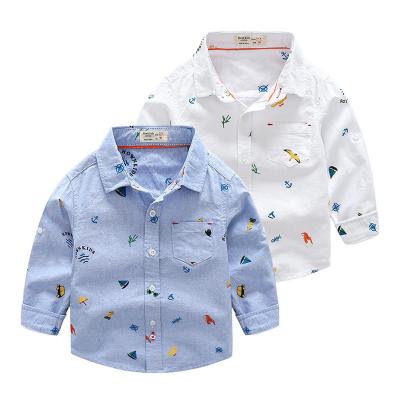 China Anti-pilling 2021 new spring and autumn boy's casual children's shirt bridesmaid clothes printing fashion long-sleeved shirt for sale