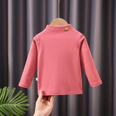 China 2021 New Breathable Autumn Cotton T-shirts Children Basing Round Neck Solid Color Girl Kids Shirts Long Sleeve Tee Shirt for sale