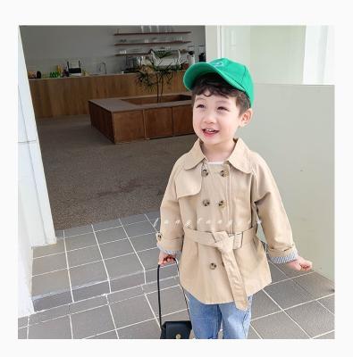 China Spring and Autumn Infant Child Solid Color Style Breathable Baby Boys' Anorak Waistband Jacket Baby British Ditch Coat for sale