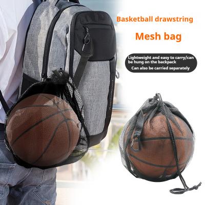 China Portable/Durable Outdoor Sports Basketball Bag Single Training Basketball Football Volleyball Storage Bag Drawstring Mesh Bag with Hook for sale