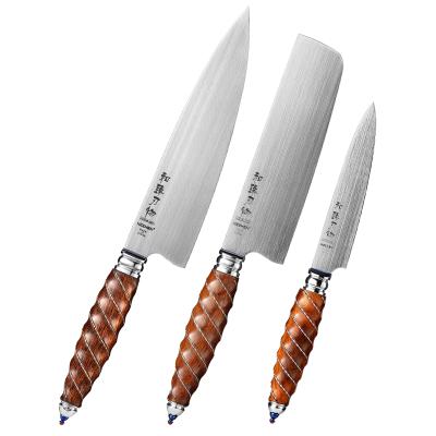 China Durable M390 Powder Steel High Quality Kitchen Chef Knife Set With Luxury Material Handle for sale