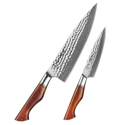 China 2PCS Disposable 73 Layers Damascus Steel Knife Set Knife Set Kitchen Powder Damascus for sale