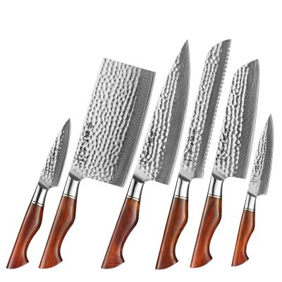 China 6PCS Disposable Powder Steel Kitchen Knives 73 Layers Damascus Powder Steel Kitchen Knife Set for sale