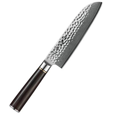 China Professional Japanese Kitchen Santoku Knife 7 Inch Viable VG10 Damascus Steel Knife for sale