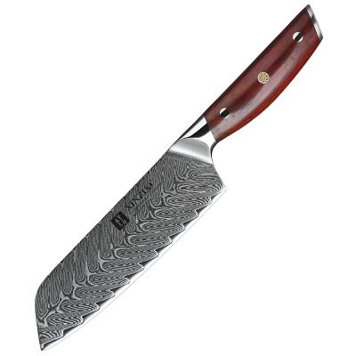 China Professional 7 inch damascus kitchen santoku steel viable knife for sale