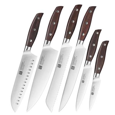 China Viable 1.4116 Pcs High Quality German Stainless Steel 6 Kitchen Knife Set for sale