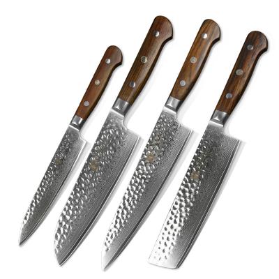 China Disposable Professional Japanese 4PC Damascus Kitchen Knife Set for sale