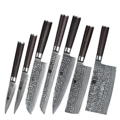 China Durable Professional 7 Layers Japanese 67 Pcs Damascus Kitchen Knife Set for sale