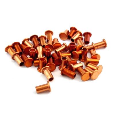 China 7338 B DIN Copper Brake And Clutch Lining Copper Rivets Flat Point Semi-Tubular Rivets for sale