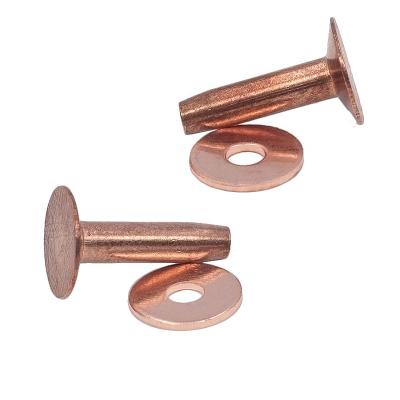 China Leathercraft/leatherwork 4x12mm Leathercraft brass rivets solid copper rivets and burrs for leather belt for sale