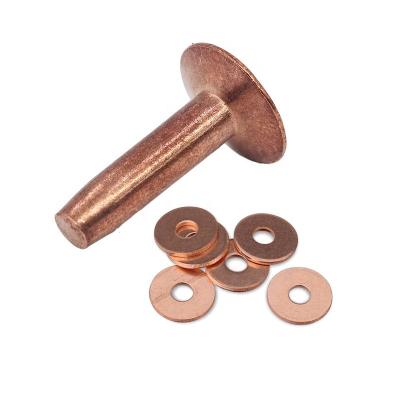 China Leathercraft / brass copper rivets solid and burr leatherwork #9 #12 #14 flat head for leather belt Leathercraft rivet for sale