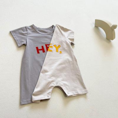 China 2021 summer short sleeve short hey short sleeve INS short sale onesie letters printed snap button newborn baby clothes for sale