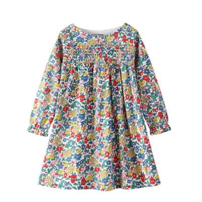 China Professional Breathable O-Neck Long Sleeve Casual Dress Supplier Children Floral Printed Dresses Kids Clothes for sale