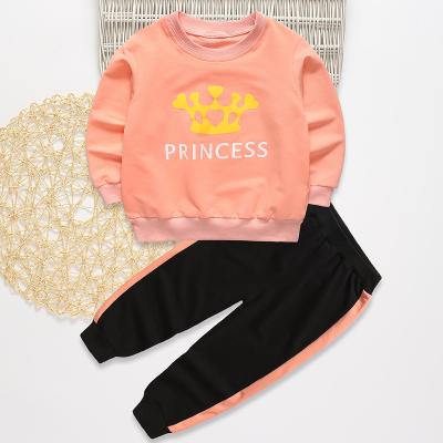 China 2021 autumn fashion princess casual cute letters printed color casual style girls sets clothing boutique for sale