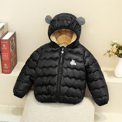 China 2021 Anti-wrinkle new arrival thick warm candy color zipper colsed animal bear embroidery decoration jackets kids winter for sale