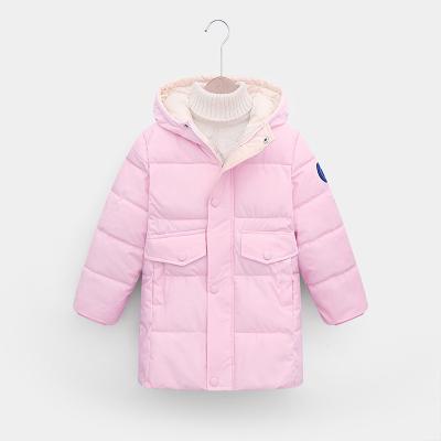 China 2021 New Arrival Breathable Hoodies Warm Windproof Thick Cotton Coats Long Regular Solid Color Style Jacket Kids Girl for sale