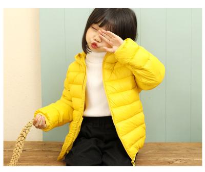 China 100-160 Size Girls and Boys Breathable Candy Colors Down Jacket Light Wind Proof Long Sleeve Jackets Zipper Kids Hoodies Kids for sale