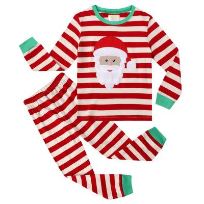 China Breathable two piece o neck style cotton high quality preety material printed kids christmas pajamas kids sleepwear for sale