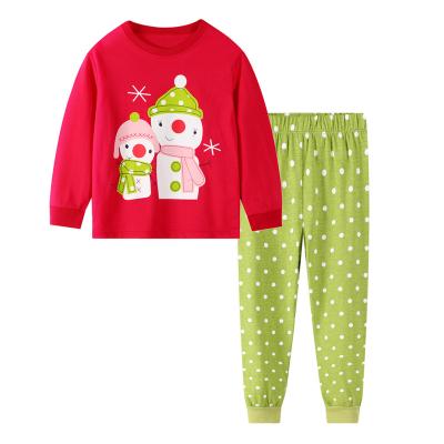 China Breathable Christmas Festival Snowman Pattern Printed Dots Pants Knitted Cotton Long Pants Daily Pajamas For Kid for sale