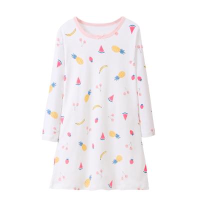 China Casual Style Breathable Fruit Pattern Printed Four Colors Fruit Pattern Printed Girl Cotton Nightgowns for sale