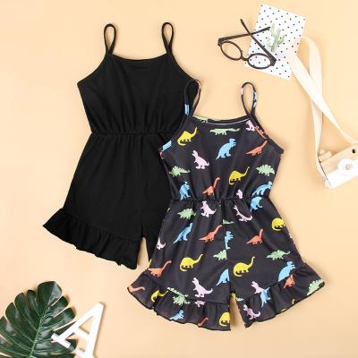 China New Arrival Best Selling Summer 90cm -130cm Breathable Woven Fabric Floral Belt Two Pieces Girl Romper Children Package for sale