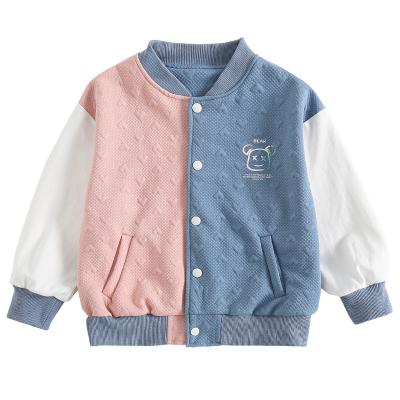 China 2021 Breathable Popular Autumn Color Blocking 6-13 Years Back Pattern Baseball Collar Girls Coats&Outwears for sale