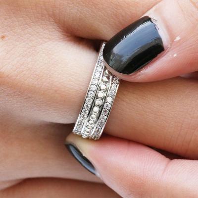 China Huitan Eternity Wedding 925 Ring White Silver Plated CZ Couple Rings For Men From Pakistan Design Silver Tasty Rings for sale