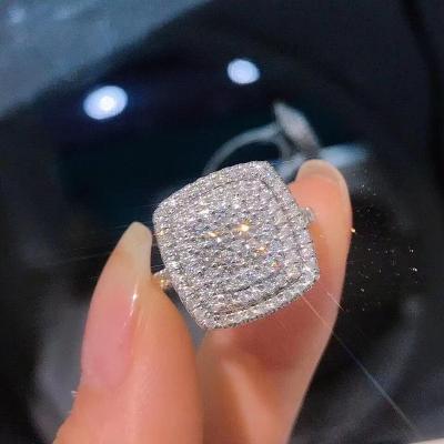 China Huitan's Casual/Sporty Wish Full Diamond Eternity Round Diamond Zircon Ring Fashion Ladies Square Wedding Hotsale Rings For Women for sale