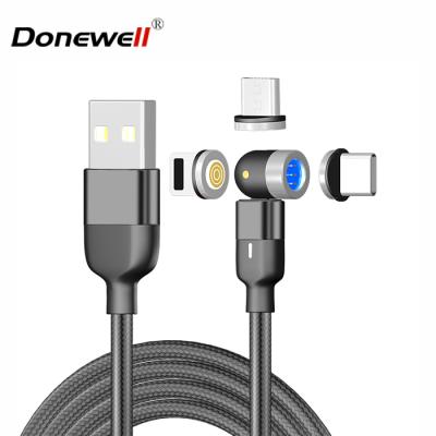 China Wholesale Mobile Phone Tablet MP3 GPS L-Shape 360 ​​Degree Charging Cable 3A Magnetic Fast Charging Cable Led Light Up USB Cable for sale