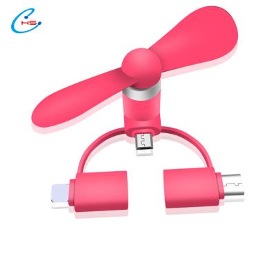 China Unique logo custom iphone mini usb fans 3 in 1 mini usb fan for usb for iphone and android for sale