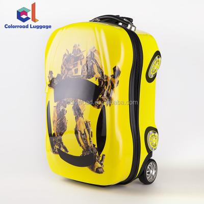 China 2017 eco friendly ride on suitcase wheels abs+pc movie kids trolley spinning luggage for sale