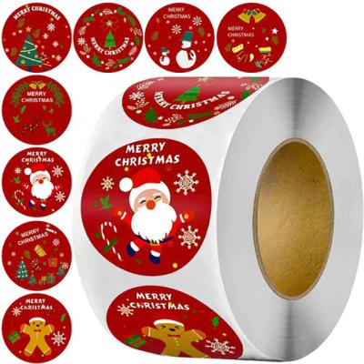 China Merry Santa Claus Xmas Gifts Toys Xmas Stickers Decals For Xmas Decorations 1 Roll 500 Anti-Counterfeit Mails Opens Home Year for sale