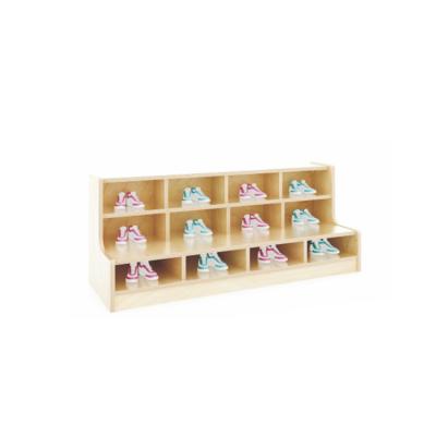 China Various Pretty Promotional Goods Using Wooden Shoe Rack Cabinet For Kindergarten for sale