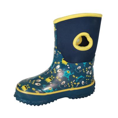 China Fashion Trend Kids Mid Calf Neoprene Waterproof Rain Boots Insulated Neoprene Rubber Boots for sale