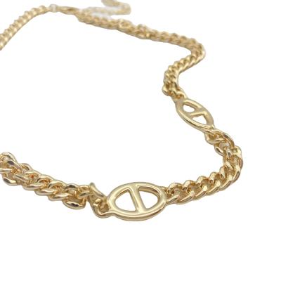 China Fast Delivery Alloy Link Necklace Hip Hop Wholesale Gold Plated Necklace Hollow Link Chain for sale