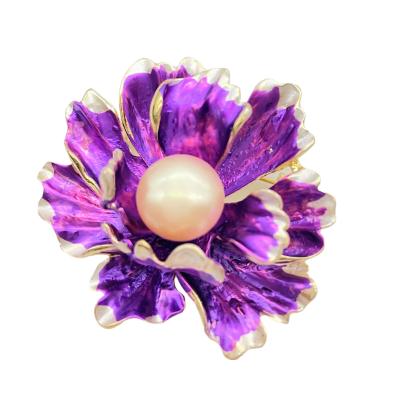 China Latest Fast Delivery Fast Delivery Luxury Fancy Lapel Flower Pin Pearl Brooch Brooches Women Purple Girl for sale