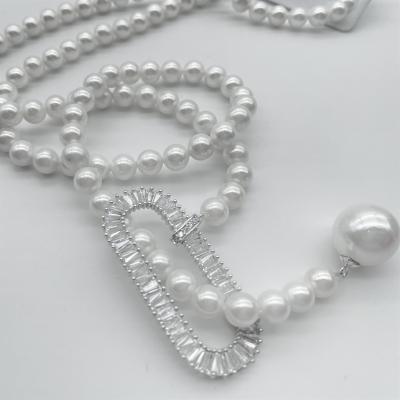 China Quick delivery necklace perlas blancas para novias, cultivadas en agua dulce, blanco, de plata for sale